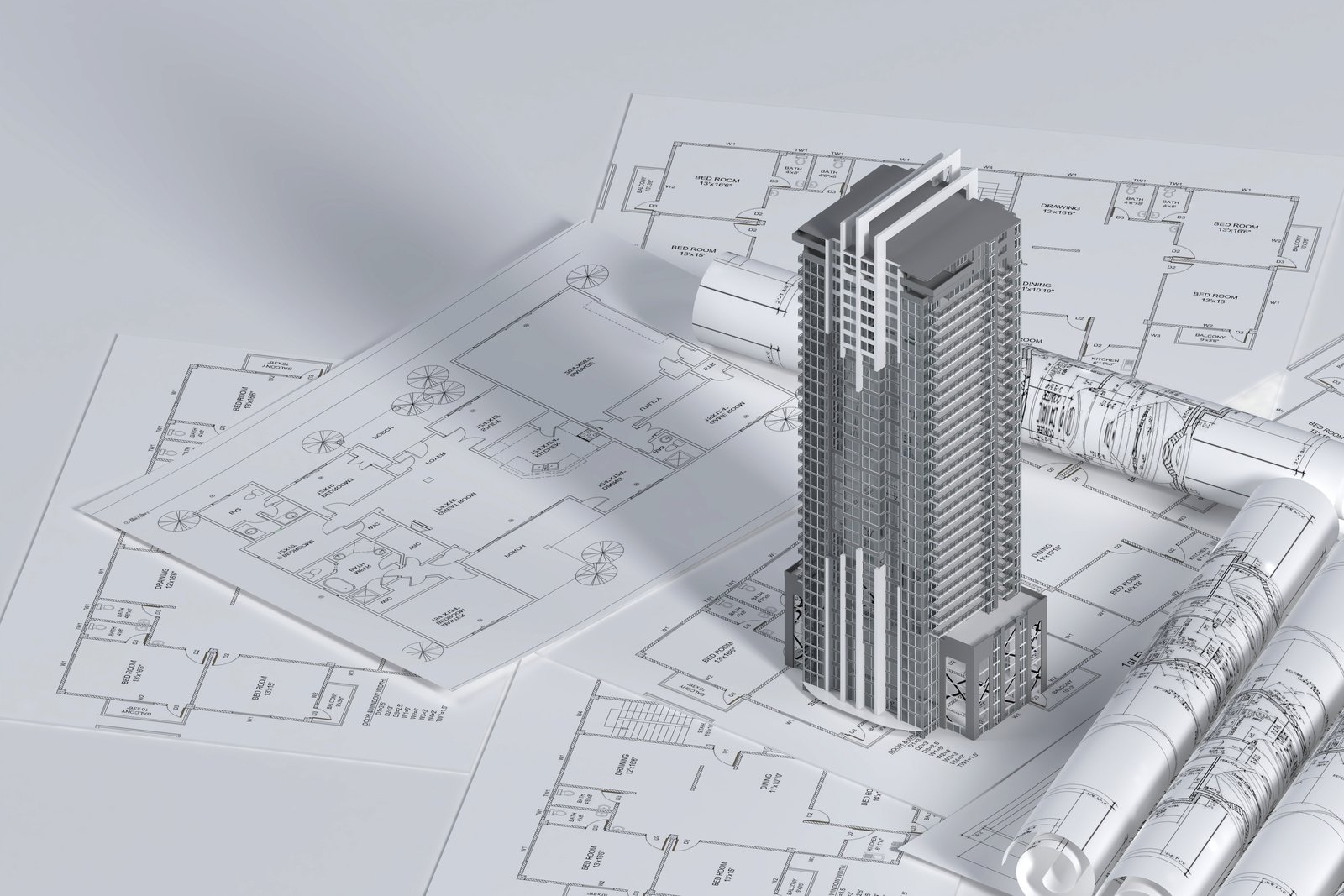 Architectural Model with Floor Plans